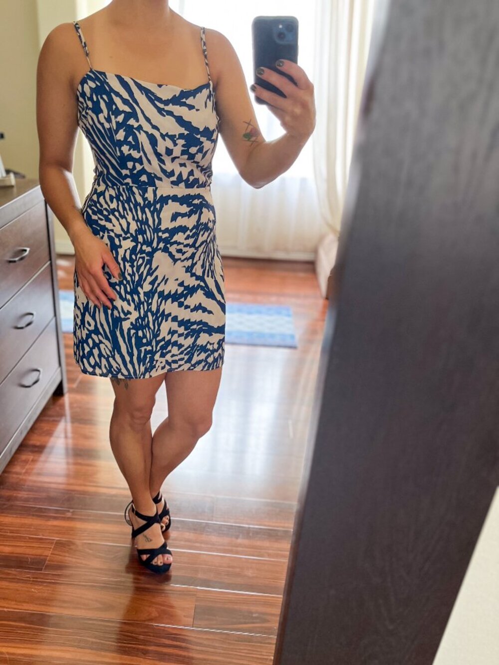 Resa Tan and blue Mini Dress